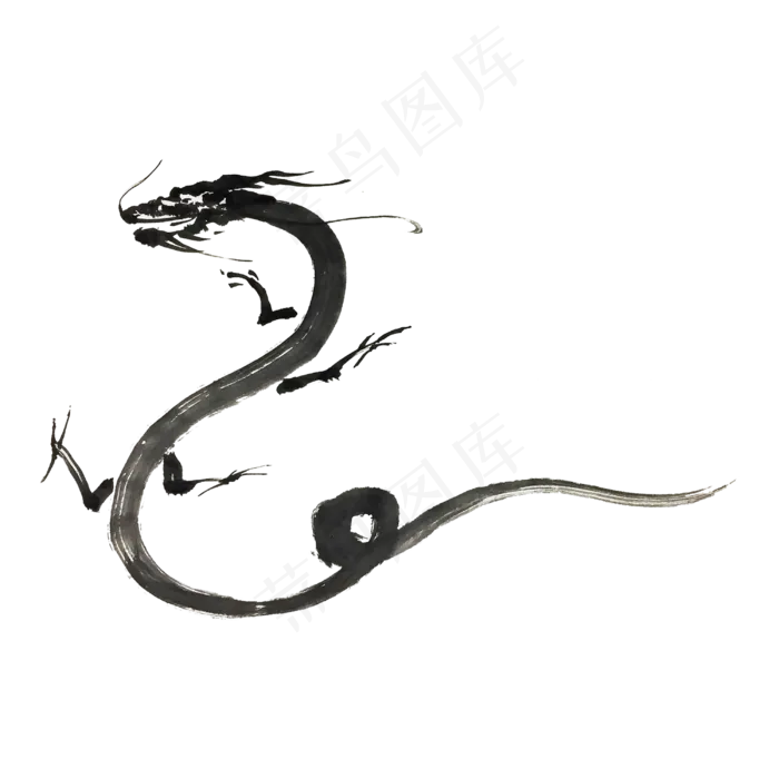 水墨剪影龙图腾纹饰PNG,免抠元素(3000X3000(DPI:300))psd模版下载