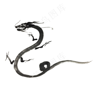 水墨剪影龙图腾纹饰PNG,免抠元素