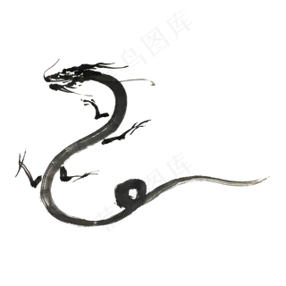 水墨剪影龙图腾纹饰PNG,免抠元素