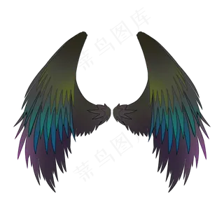 深色猛禽翅膀PNG素材,免抠元素