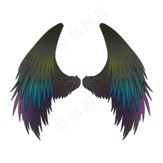 深色猛禽翅膀PNG素材,免抠元素