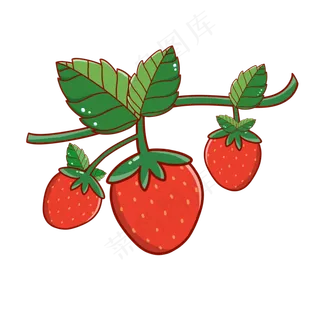 水彩手绘水果草莓三只