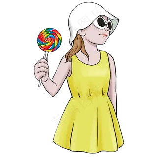 六一儿童节拿着棒棒糖的小女孩