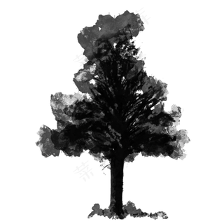 黑色水彩简约大树树枝