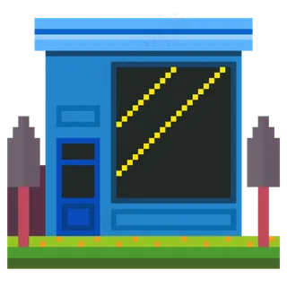 像素风格蓝色小房子