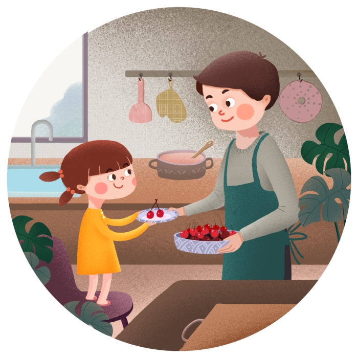 父亲节回忆父亲和女儿吃樱桃