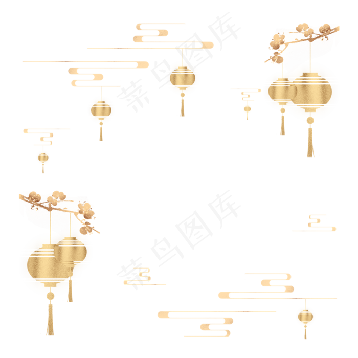 中国风金色传统底纹,免抠元素