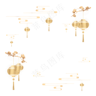 中国风金色传统底纹,免抠元素