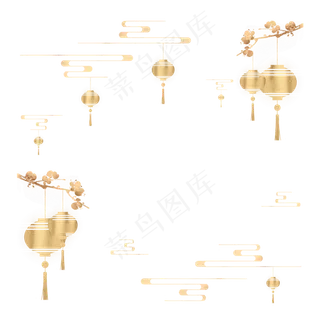中国风金色传统底纹,免抠元素