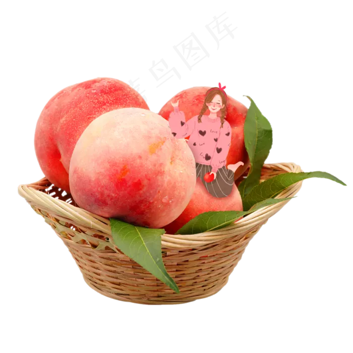 坐在蜜桃篮的小美女(2000X2000(DPI:150))psd模版下载