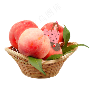 坐在蜜桃篮的小美女