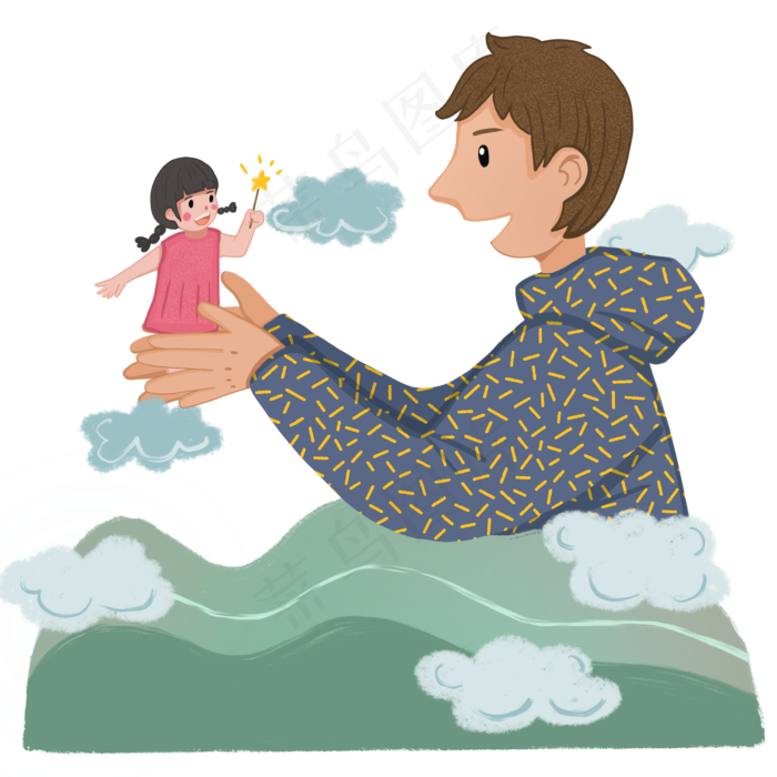 父亲节巨大的爸爸手托女儿