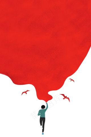 五四青年节红旗奔跑少年