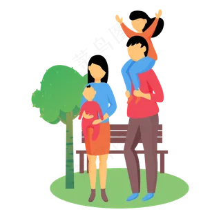 卡通风格儿童节家庭出游