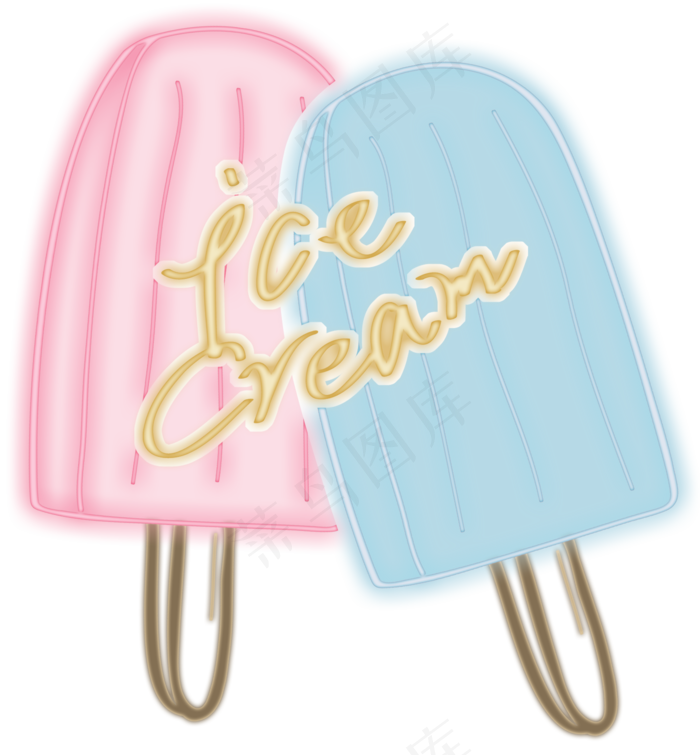 夏季灯管发光雪糕