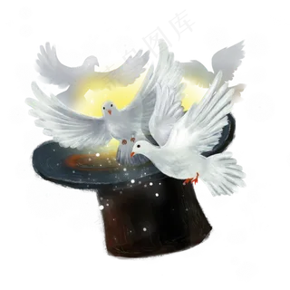 愚人节魔术道具鸽子礼帽,免抠元素