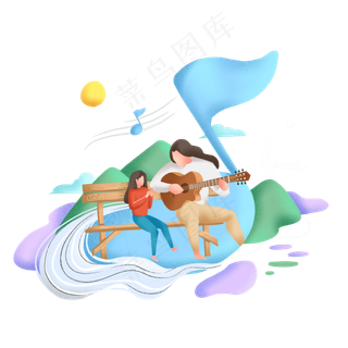 扁平化教育音乐噪点风格,免抠元素