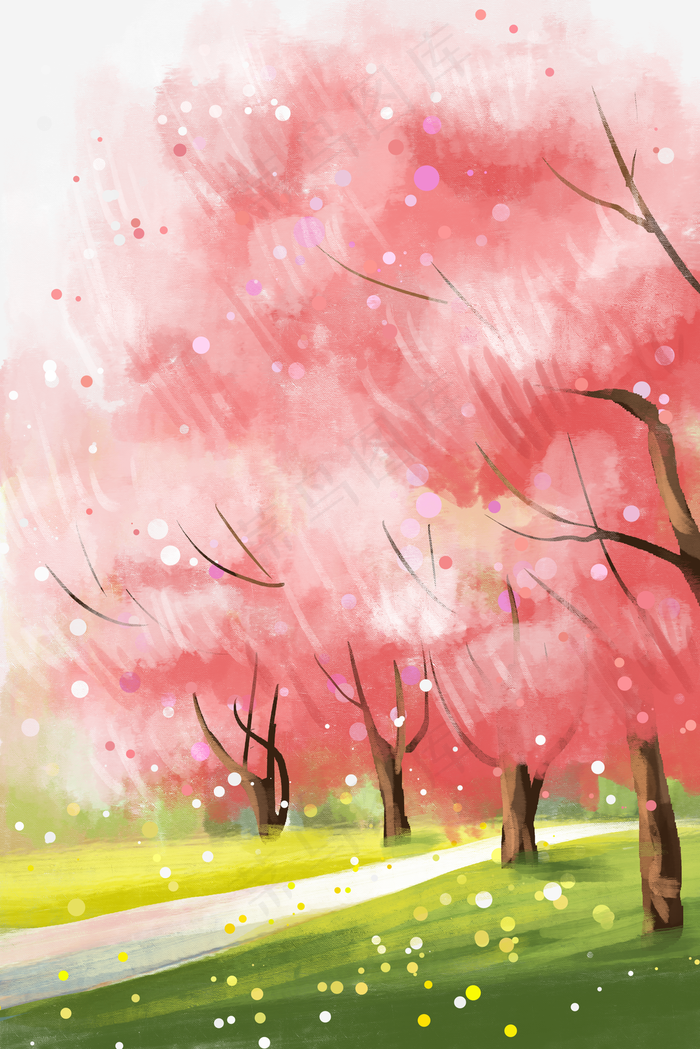 樱花风景手绘背景