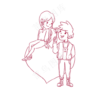 520情人节恋爱唯美手绘情侣