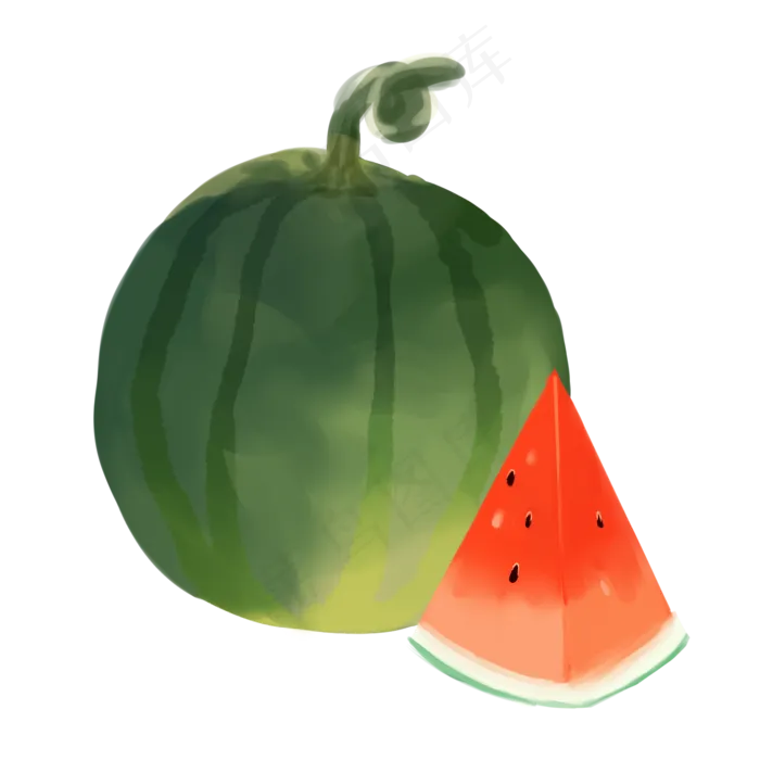水果手绘卡通小物件西瓜矢量图(2000X2000(DPI:300))psd模版下载