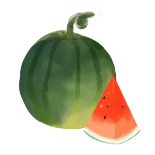 水果手绘卡通小物件西瓜矢量图