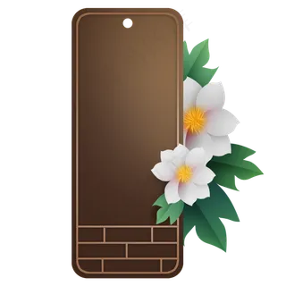 中国风砖墙花朵标签