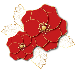 富贵红色金边立体花朵