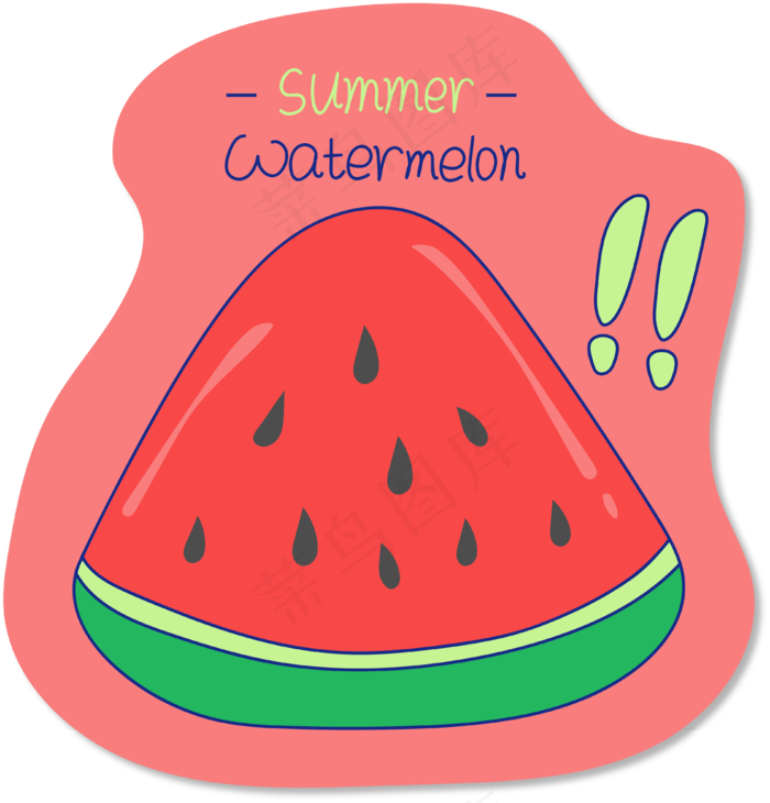 矢量卡通粉色西瓜标签贴纸