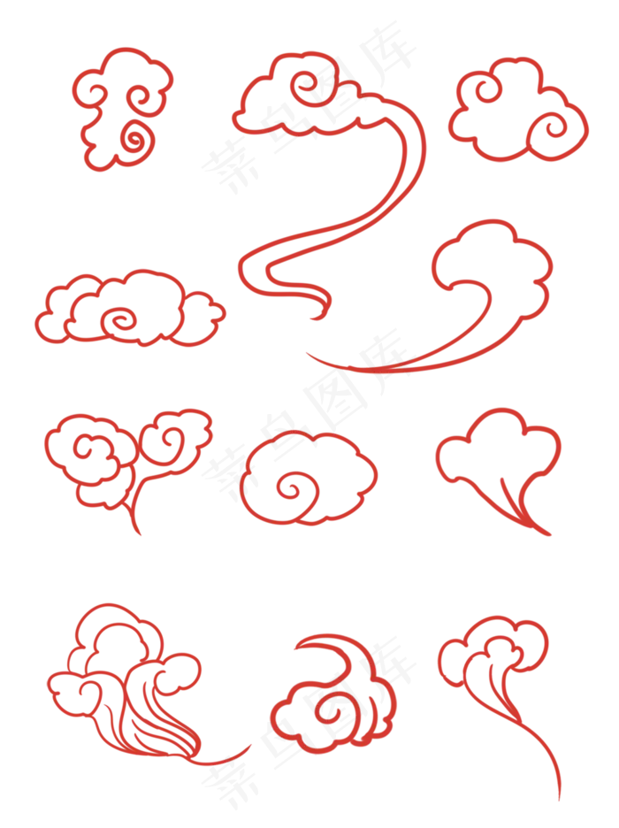 红色祥云喜庆矢量底纹素材古典云,免抠元素(1024*1369px 72 dpi )psd模版下载