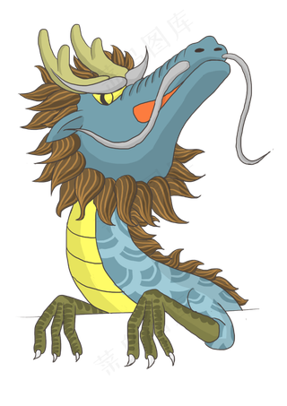 龙抬头蓝色傲娇龙抬头免扣,免抠元素