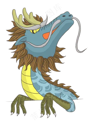 龙抬头蓝色傲娇龙抬头免扣,免抠元素
