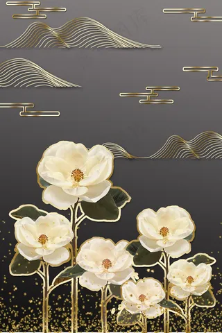 中国风玉兰花装饰画