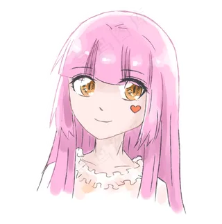 520粉色卡通手绘娃娃情侣女头像