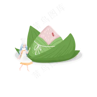 女孩和端午节的粽子