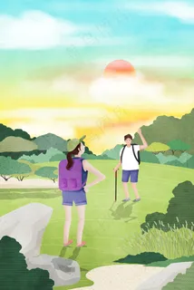 夏天户外出游的情侣 夏天户外出游的情侣