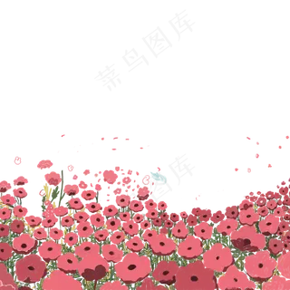 卡通漂亮的花丛中免抠图