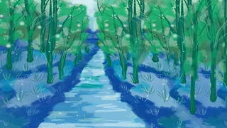 冷色调夜色万物复苏风景配图