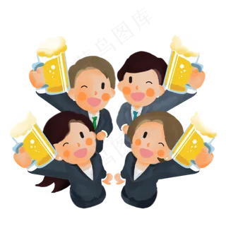 年终会聚会手绘卡通素材免费下载,免抠元素