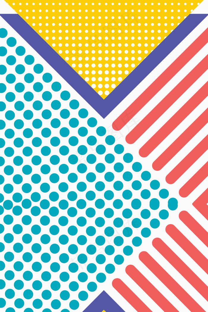 孟菲斯风明亮撞色几何装饰背景