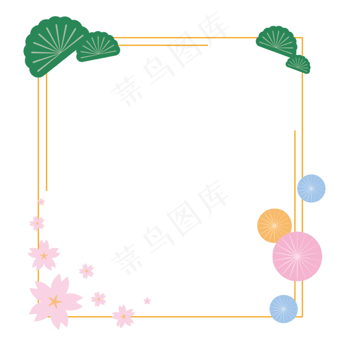 日式樱花可爱唯美,免抠元素(3543*3543px 300 dpi )ai矢量模版下载