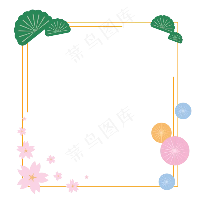 日式樱花可爱唯美,免抠元素(3543*3543px 300 dpi )ai矢量模版下载