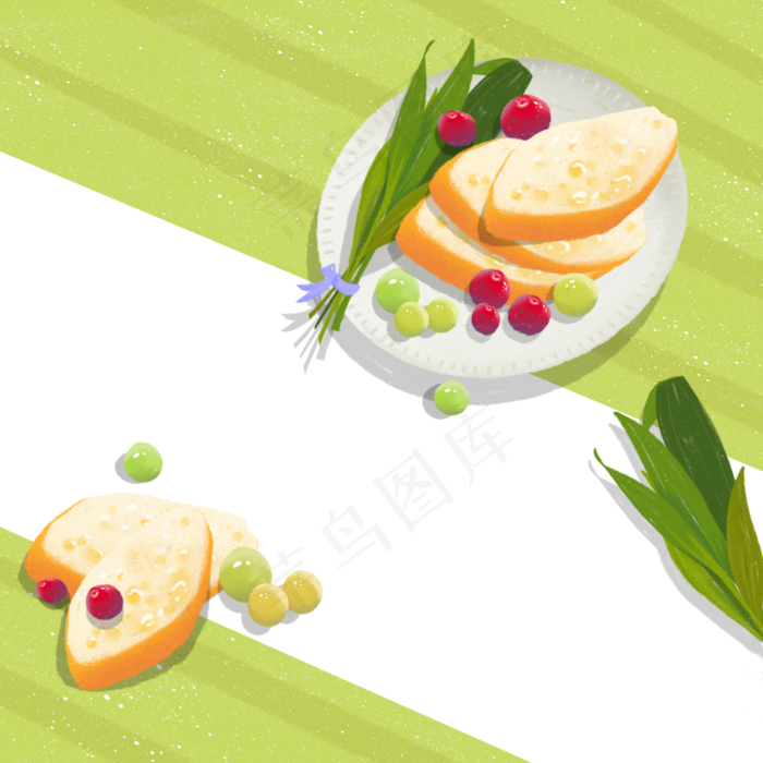 下午茶餐桌装饰面包果蔬早午餐,免抠元素(2500X2500(DPI:300))psd模版下载