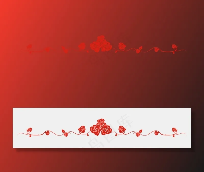 情人节红色玫瑰分割线(2100X3000(DPI:300))ai矢量模版下载