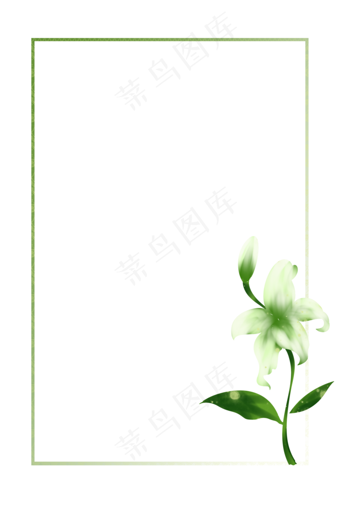 百合花白色花朵手绘边框(2000X3000(DPI:96))psd模版下载
