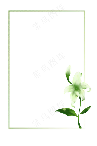 百合花白色花朵手绘边框
