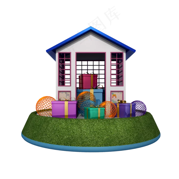 电商儿童节小屋png图(2000X2000(DPI:300))psd模版下载