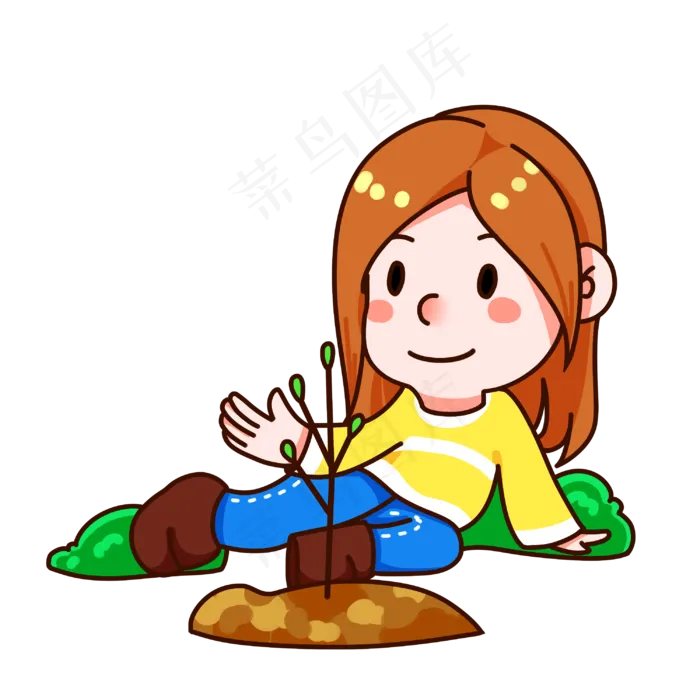 植树节种树小女生春意盎然(3000X3000(DPI:299))psd模版下载