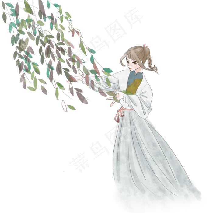 清明节柳条的插画