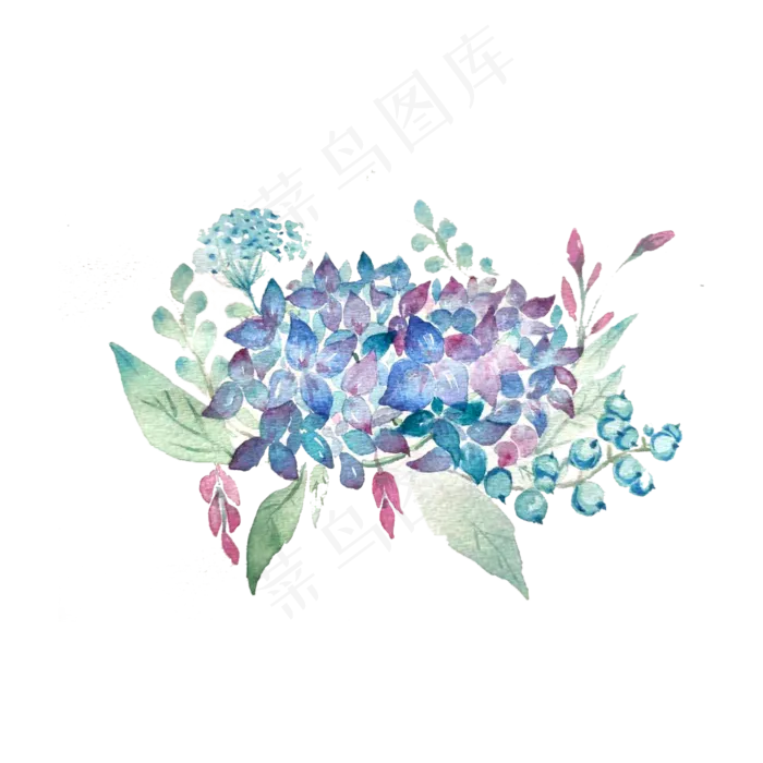 紫色紫罗兰花卉水彩紫蓝雅致淡雅(2000X2000(DPI:200))psd模版下载