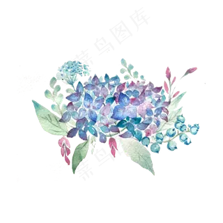 紫色紫罗兰花卉水彩紫蓝雅致淡雅